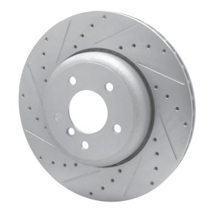 BMW 545I Brake Rotor (1) - Rear Left - R1 Concepts - Drilled & Slotted - Silver - `04-`10